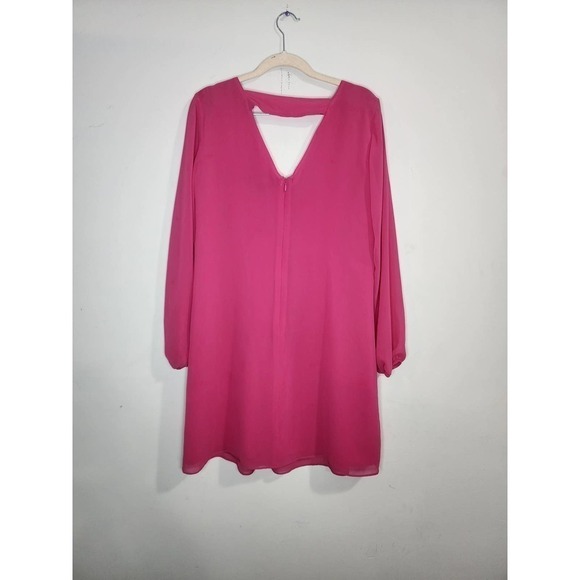 I.N.C International Pink Women XS V Neck Mini Long Sleeve Barbie Shift Dress - Picture 8 of 8